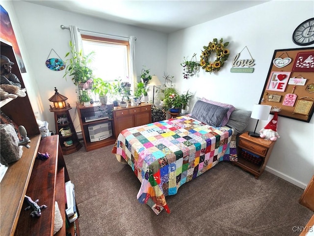 bedroom with baseboards and carpet flooring