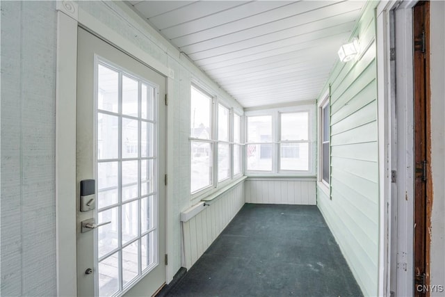 view of unfurnished sunroom