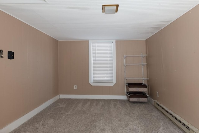 903 W 1st St, Elmira, NY 14905 - carpeted empty room featuring a baseboard radiator and baseboards