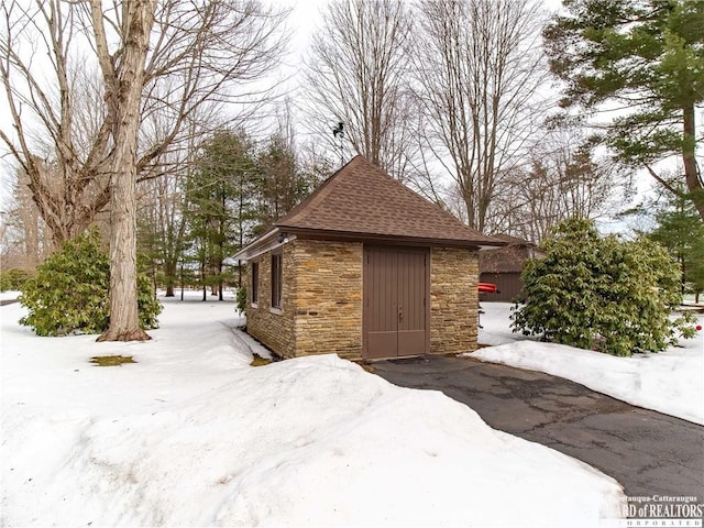 view of snow covered structure