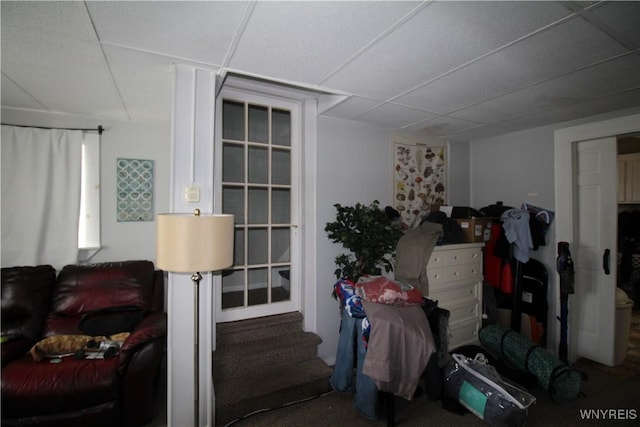 interior space featuring a paneled ceiling