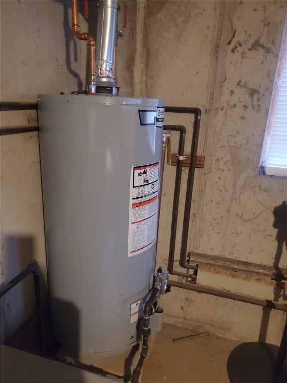 utility room with water heater