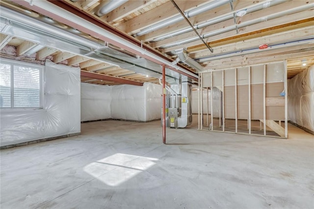 basement with heating unit