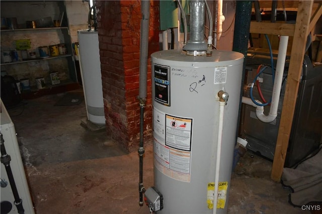 utility room with gas water heater