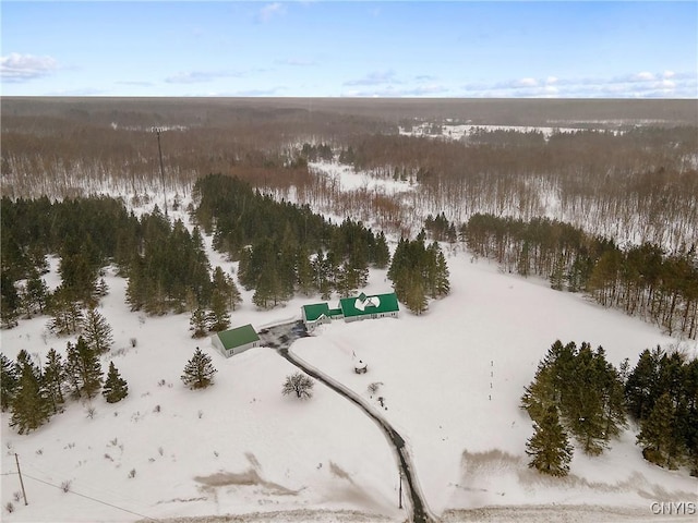 aerial view with a wooded view