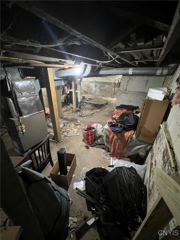 view of unfinished basement