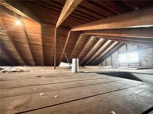 view of unfinished attic