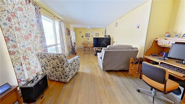 living room featuring light wood-style flooring