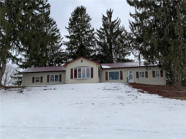 view of front of home featuring metal roof