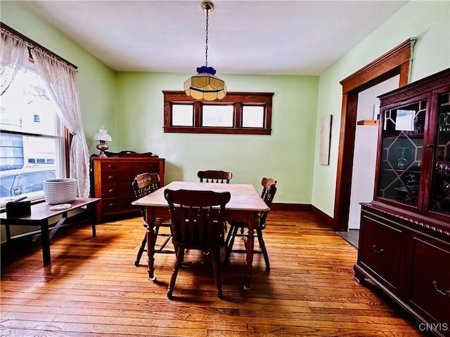 dining room featuring baseboards and hardwood / wood-style floors