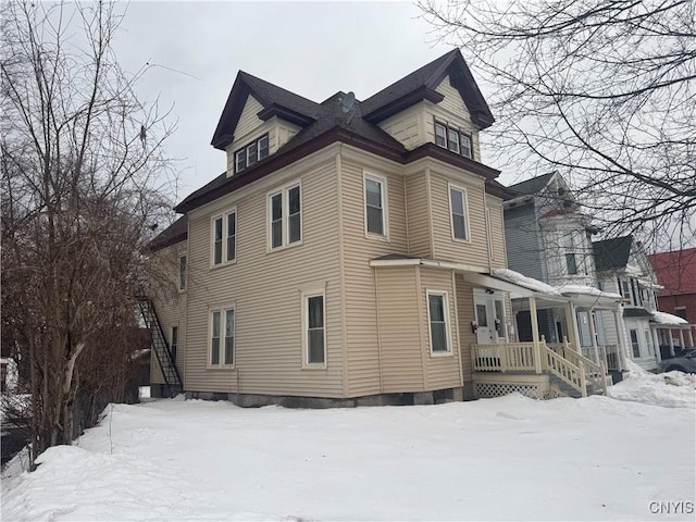 view of snowy exterior