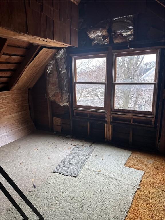 view of unfinished attic