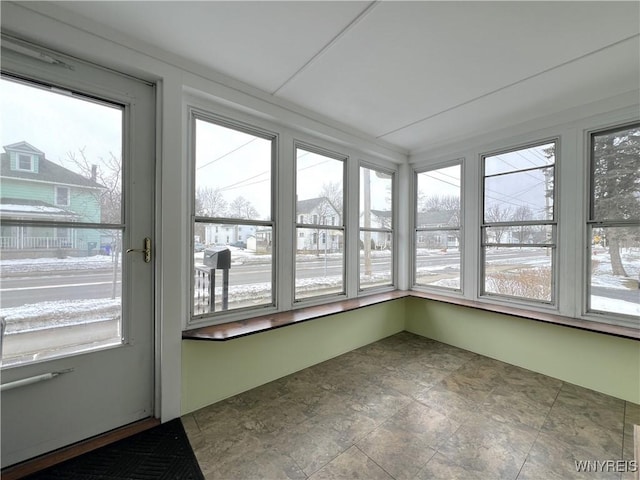 view of unfurnished sunroom