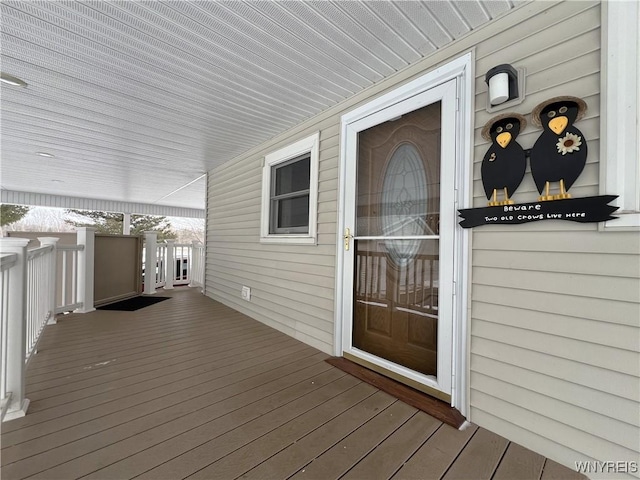 deck with covered porch