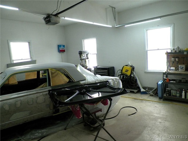 garage with a garage door opener