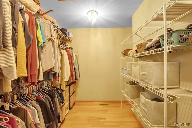 spacious closet featuring wood finished floors