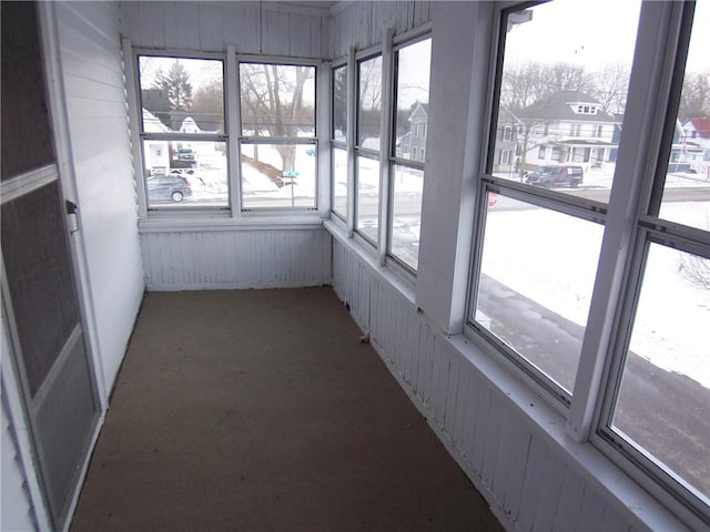 view of unfurnished sunroom