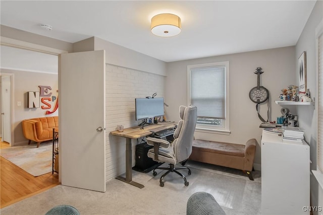 view of carpeted home office