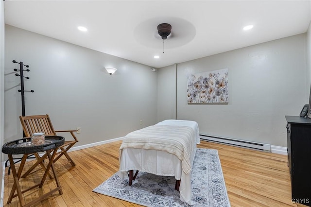 79-81 Main St, Sidney, NY 13838 - bedroom with light wood-style floors, a baseboard radiator, baseboards, and recessed lighting