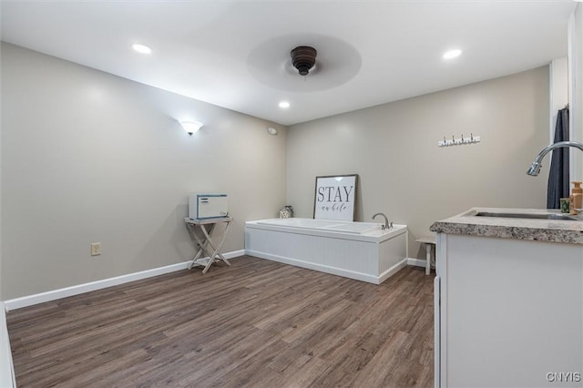 79-81 Main St, Sidney, NY 13838 - interior space featuring recessed lighting, baseboards, a sink, and wood finished floors