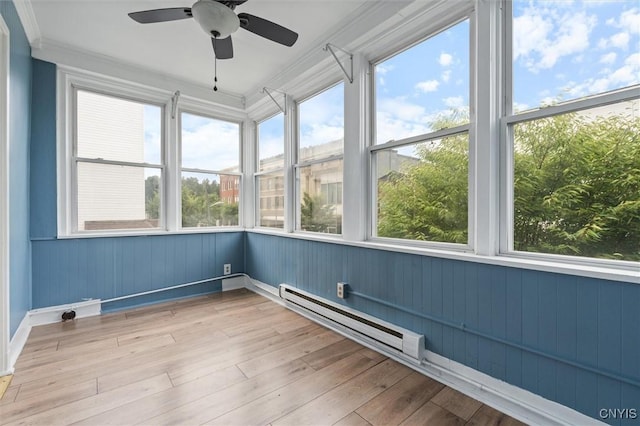 79-81 Main St, Sidney, NY 13838 - unfurnished sunroom with a ceiling fan and baseboard heating