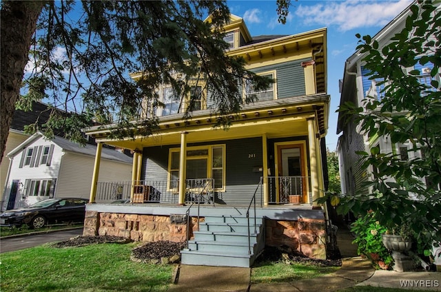 italianate home with covered porch