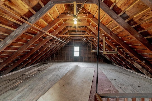 view of unfinished attic