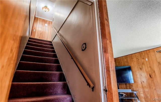 stairs with wooden walls