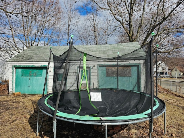 view of yard featuring a trampoline