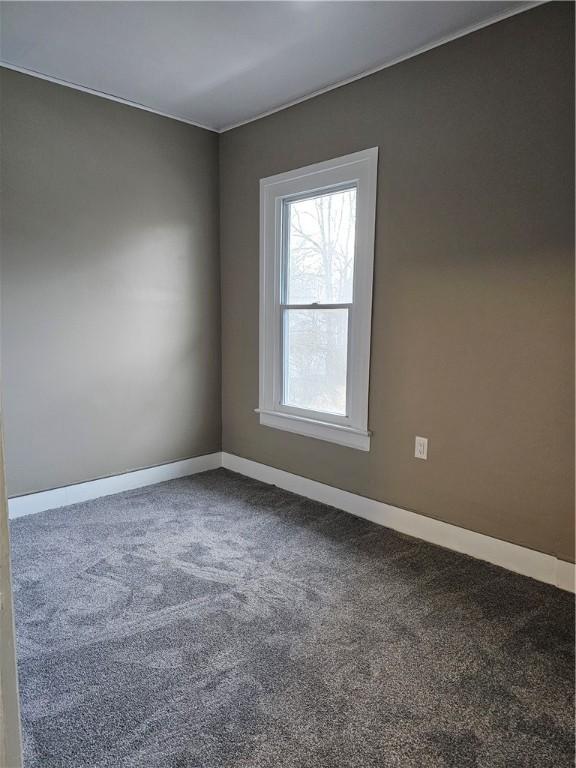 spare room featuring carpet floors and baseboards