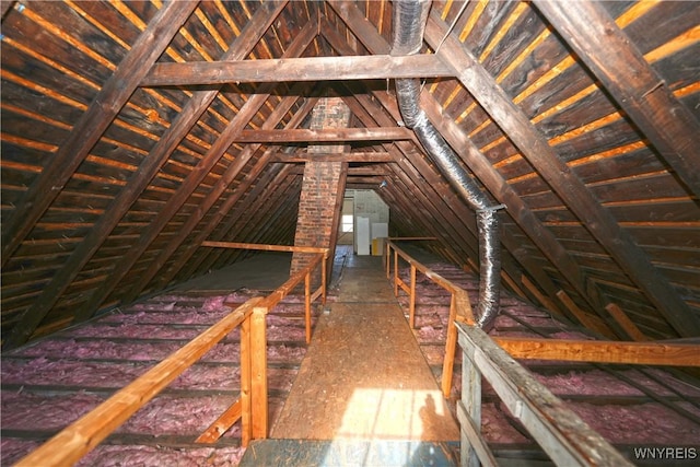 view of unfinished attic