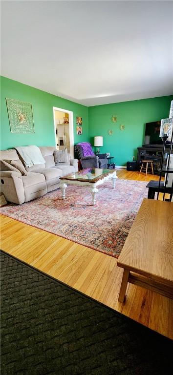 living area with wood finished floors