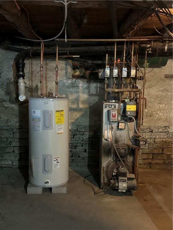 utilities with water heater and a heating unit