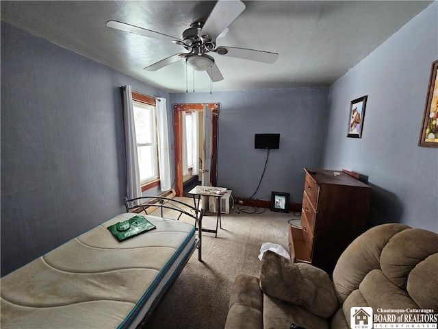 interior space featuring a ceiling fan