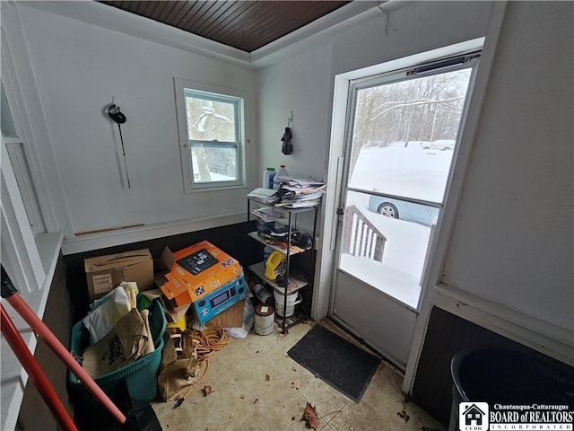 interior space with tile patterned floors