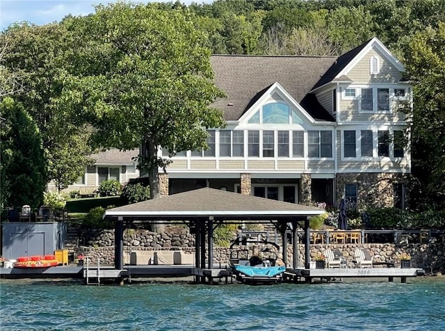 view of dock featuring a water view