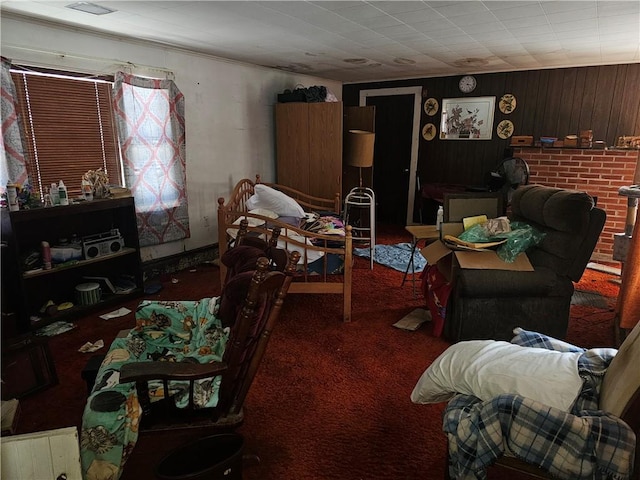 living area featuring carpet flooring