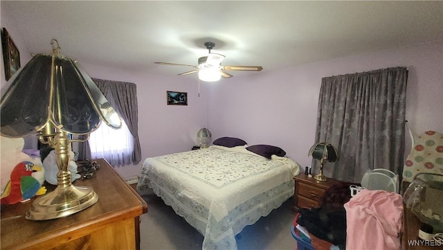 bedroom featuring ceiling fan