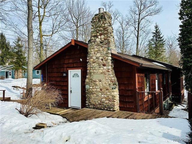 view of snow covered structure