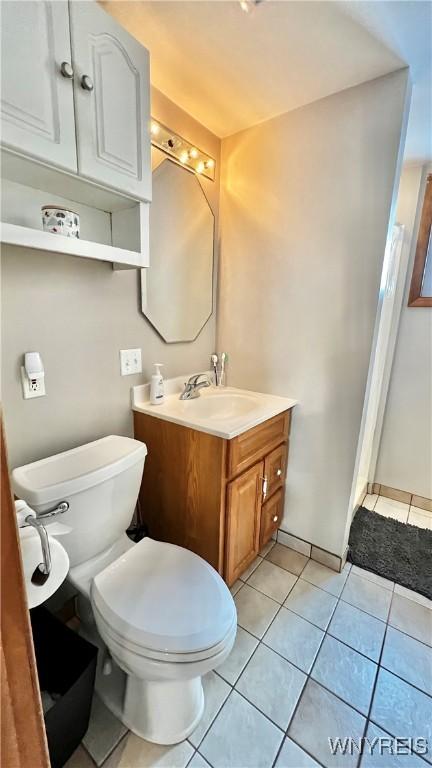 bathroom featuring vanity, toilet, and tile patterned floors