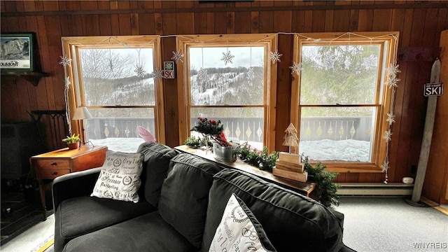 interior space featuring a baseboard heating unit