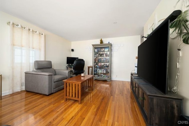 living area featuring light wood-type flooring