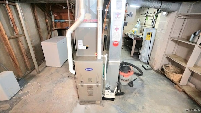 utilities with gas water heater and heating unit