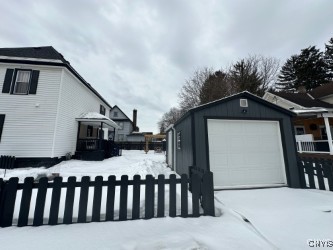 exterior space with a garage