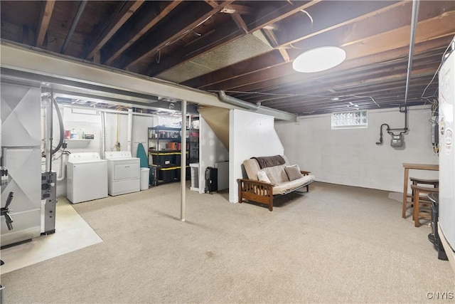 basement with washing machine and dryer