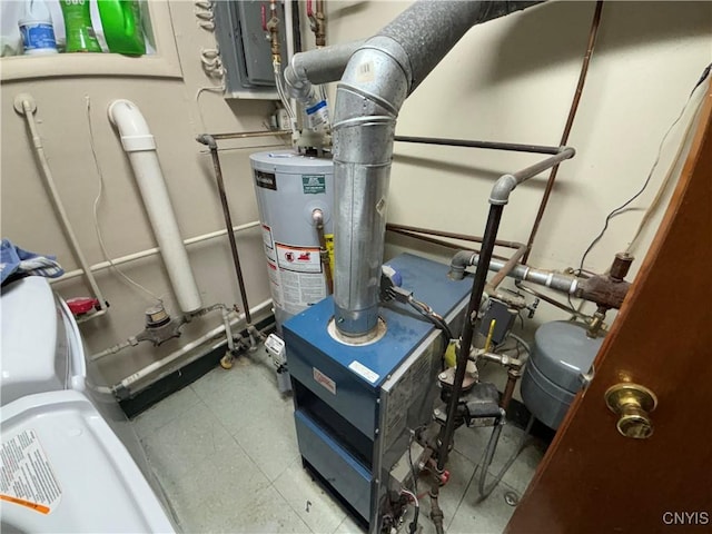 utility room with water heater