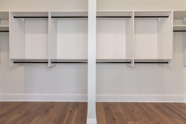 walk in closet featuring wood finished floors