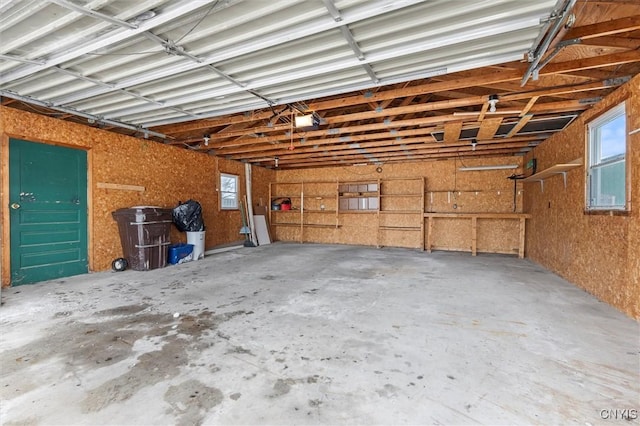 garage with a garage door opener