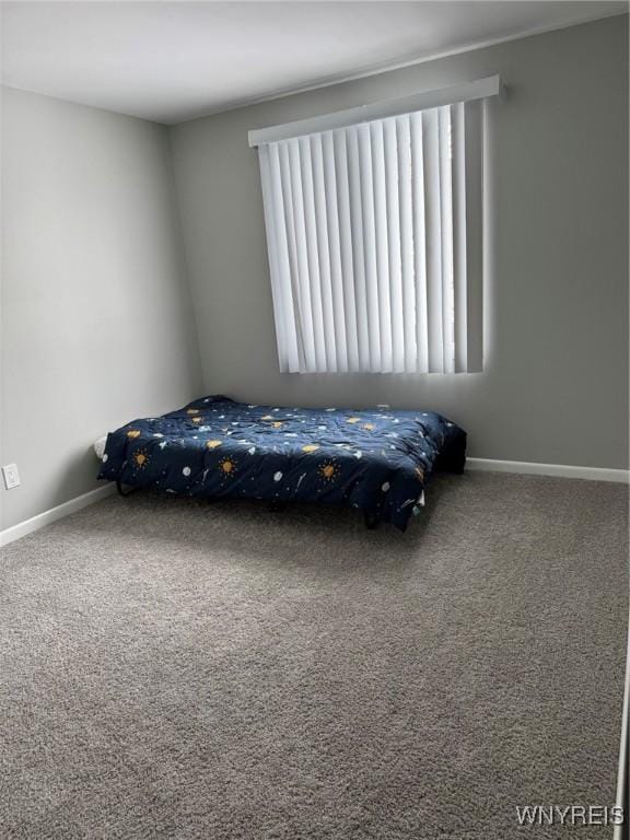 bedroom with carpet floors and baseboards