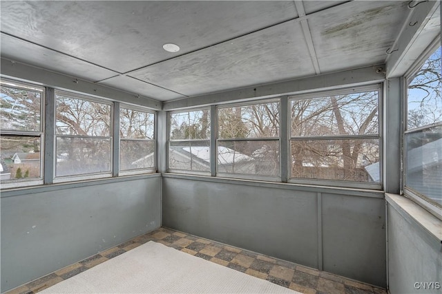 view of unfurnished sunroom